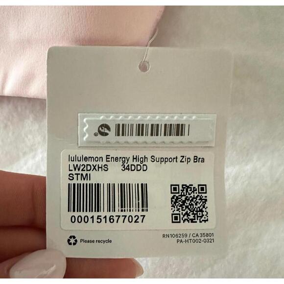 Lululemon Energy Zip-Front Bra High-Support 34DDD Deadstock Strawberry Milkshake - Picture 5 of 6